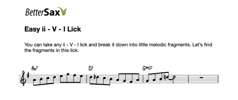 How to Turn LICKS Into SOLOS - Easy ii-V-I Lick - bettersax.com