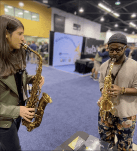 Tivon Pennicott jaming with Francesca at the NAMM Show 2025